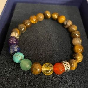 Tiger Eye with 7 Chakras Bracelet NIB